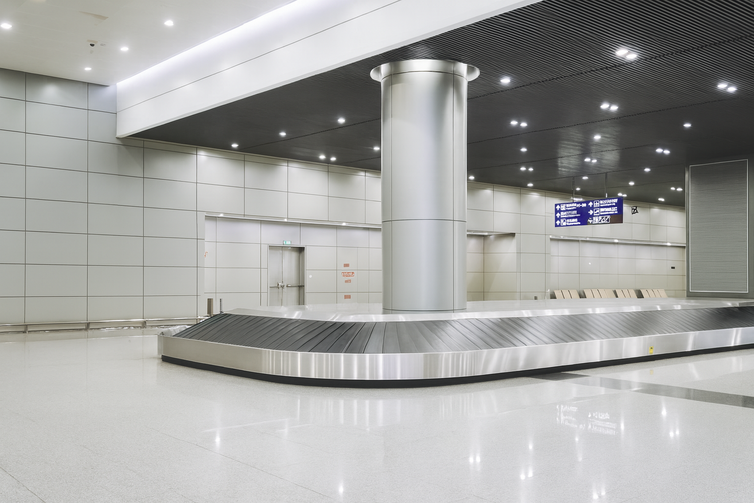 Esteiras aeroportuárias em área de restituição de bagagens (BHS)