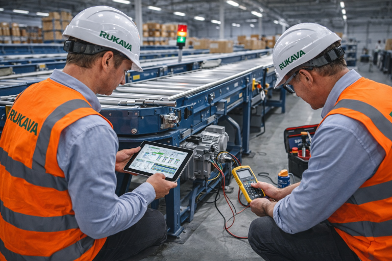 Manutenção e suporte técnico industrial em sistema de esteiras transportadoras com diagnóstico eletrônico e monitoramento